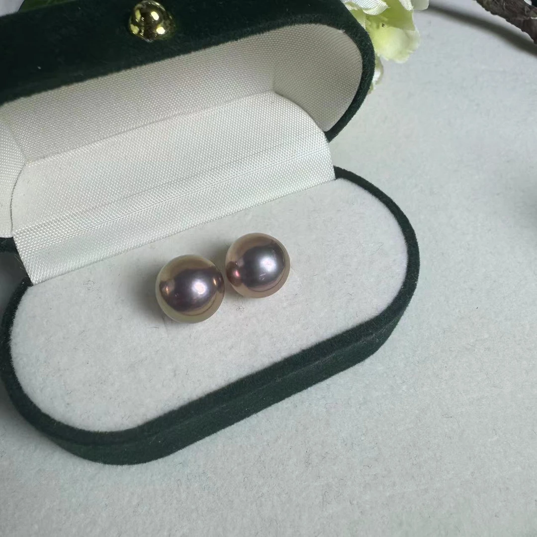 Gloire/古名【睿泽鉴宝】S925淡水有核珍珠紫珠耳钉 12-13mm GS5432