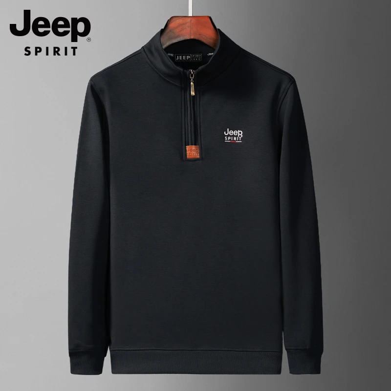 JEEPSPIRIT半拉链卫衣男秋冬季2025新款宽松休闲衣服男士加厚外套
