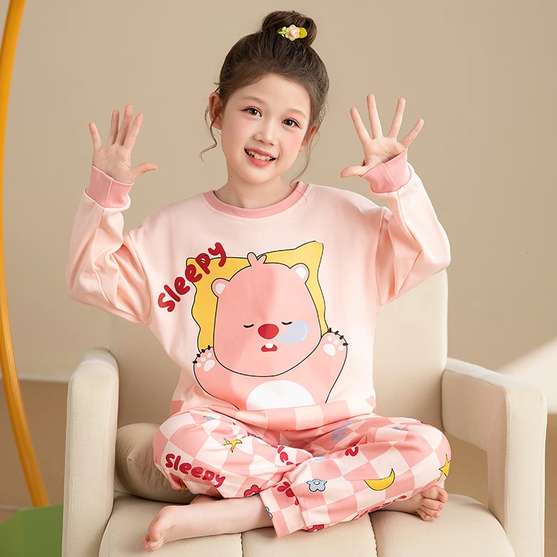 YUZHAOLIN/俞兆林2025春秋新款女童家居圆领套装纯棉长袖两件套