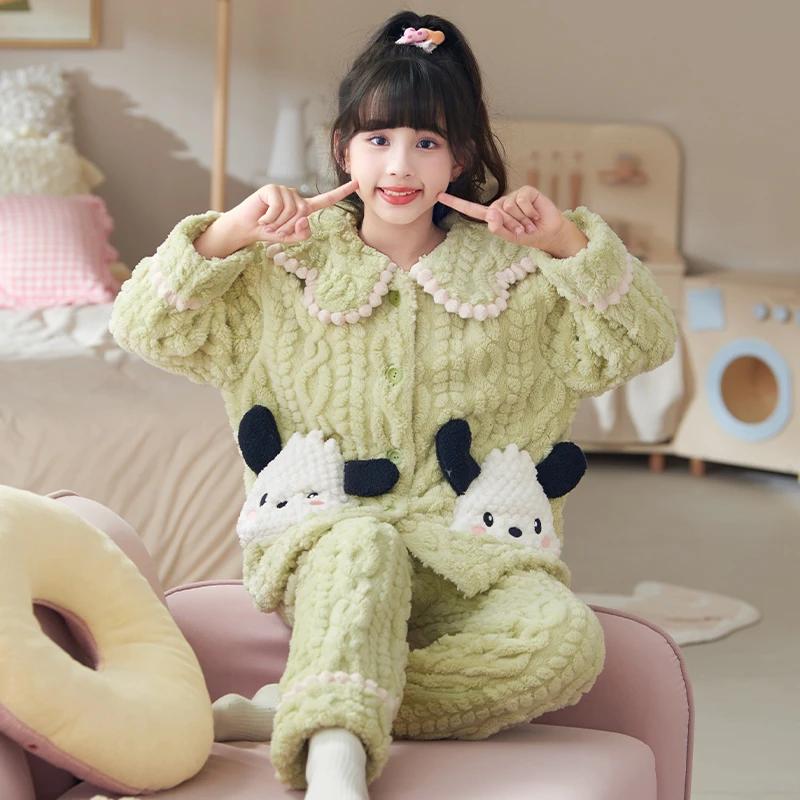 YUZHAOLIN/俞兆林加厚儿童款睡衣秋冬季女童珊瑚绒洋气保暖家居服