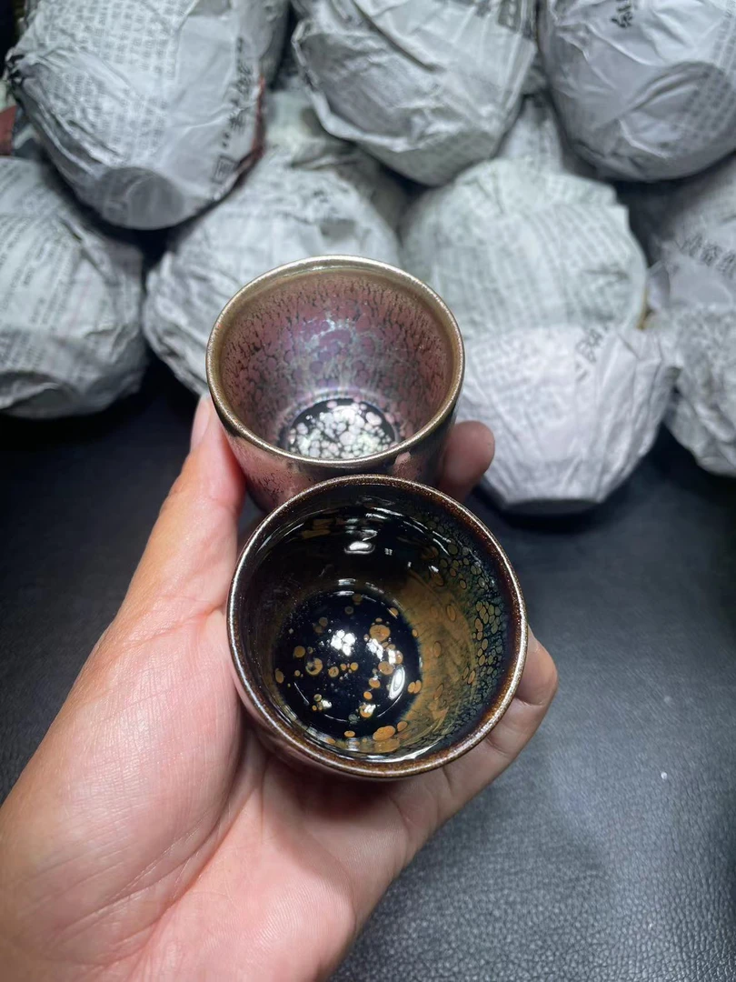 全品绿鹧鸪彩曜竹节对杯