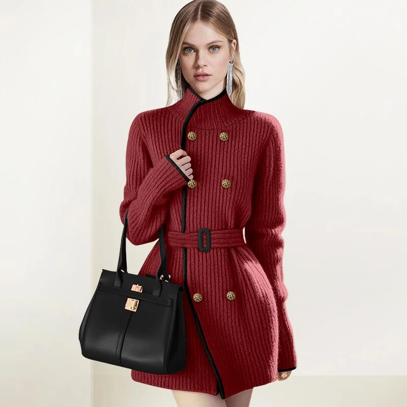 小香风气质独特别致毛衣外套女2025年冬装新款收腰立领针织开衫潮