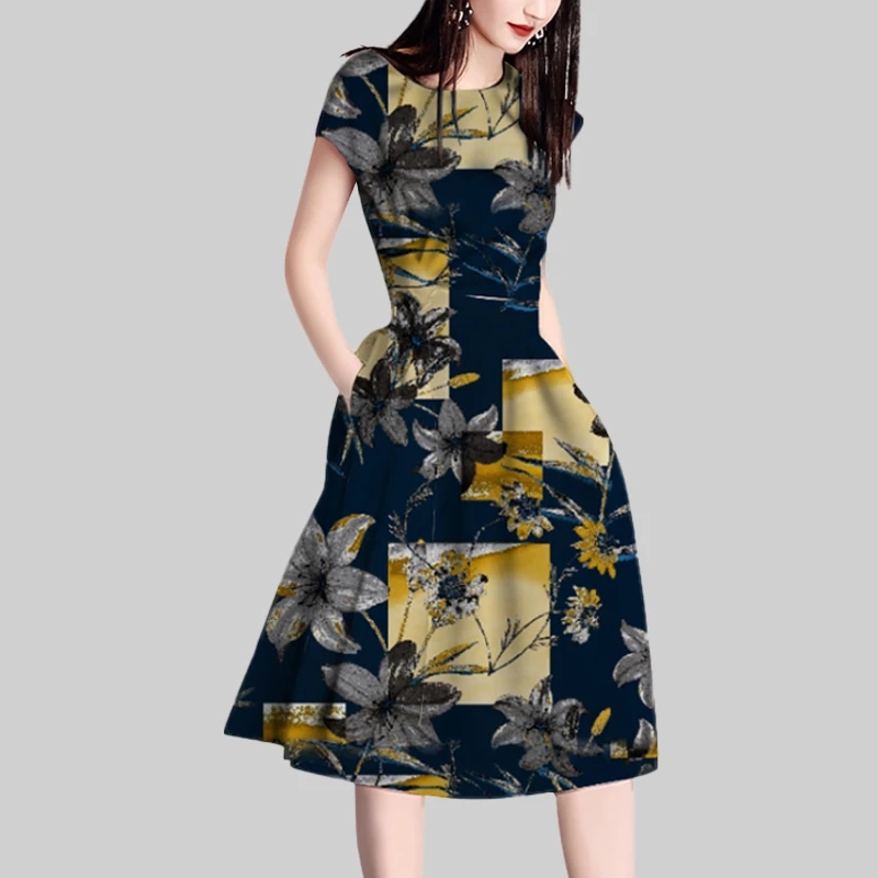 温柔风V领碎花连衣裙女2025年新款夏季小个子短款高腰显瘦A字裙潮