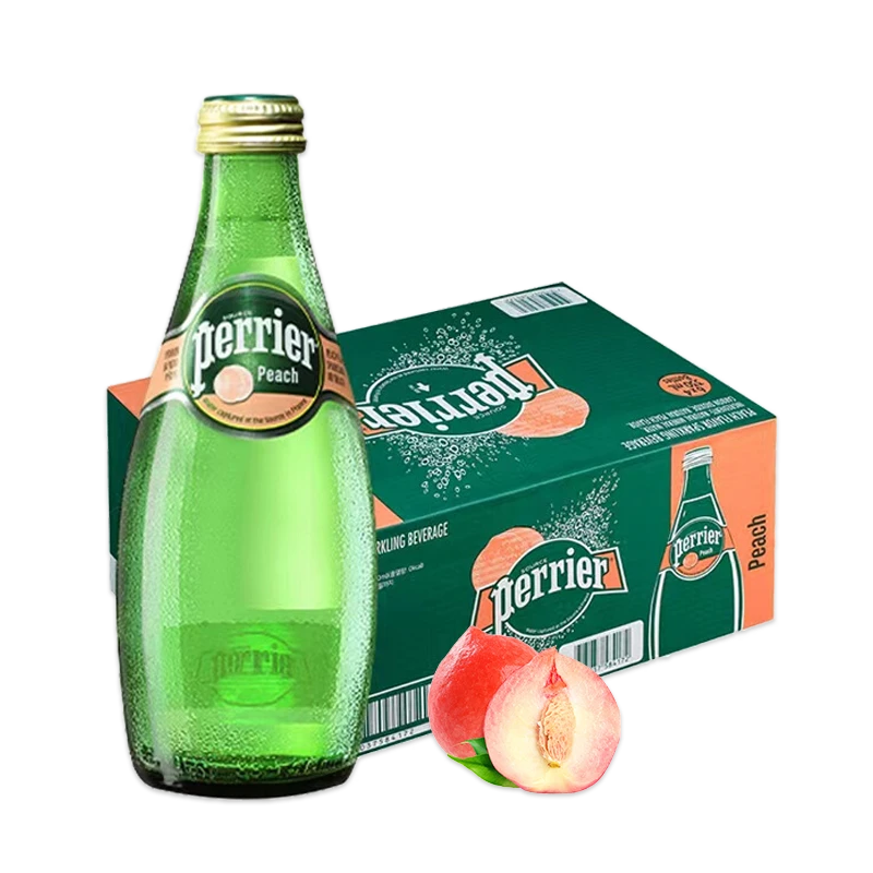 Perrier/巴黎水 法国进口天然气泡矿泉水限定款桃子味330ml*24瓶