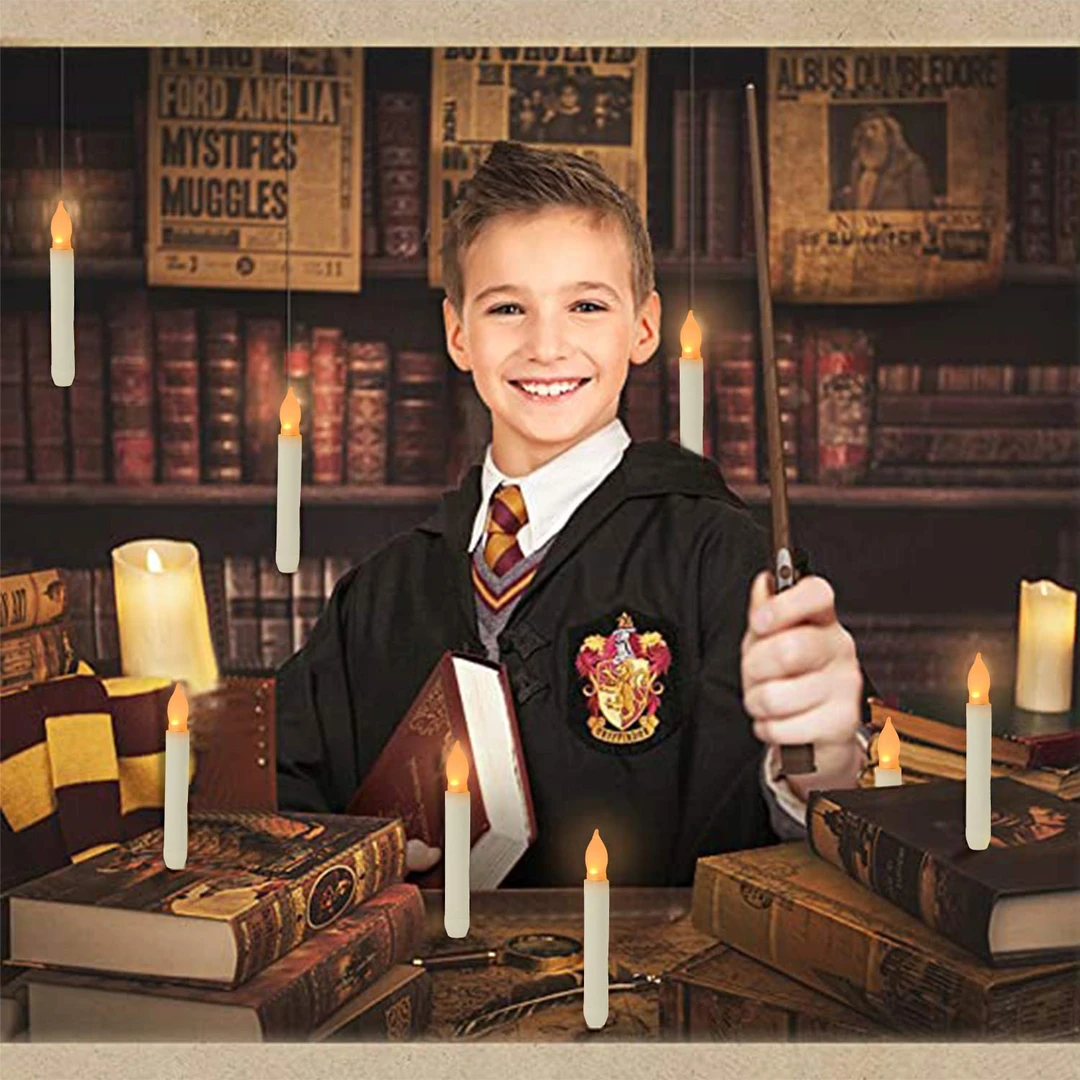 哈利波特悬浮LED电子蜡烛魔术棒遥控圣诞万圣节场景派对布置装饰