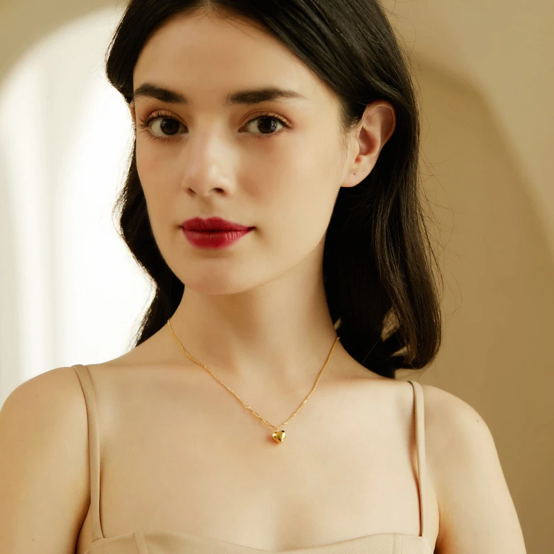 坠链均925银 纯银【心动】小众金色百搭尤莱特感项链女款纯银尤莱特
