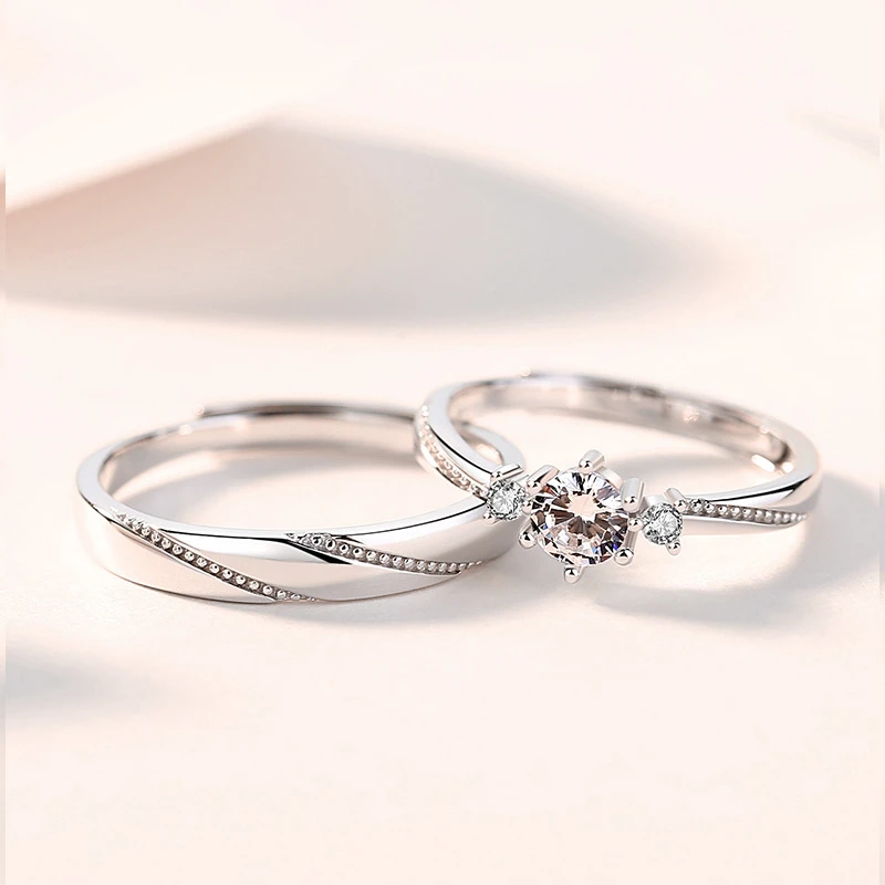 坠链均925银合成锆石 纯银【一见钟情】轻奢戒指小众对戒节日礼物