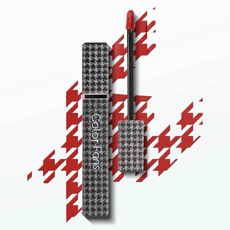 color fans千鸟格轻奢丝绒唇釉丝绒口红学生显白柔雾不易掉色