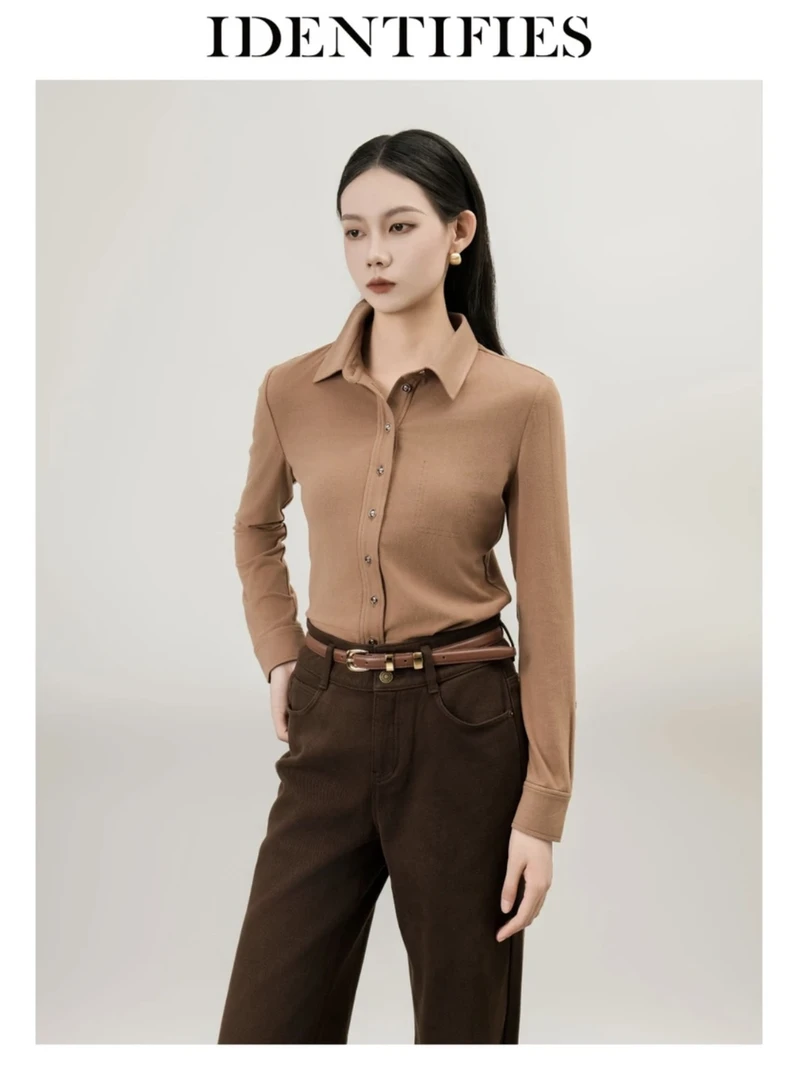 IDENTIFIES/易缔媤衬衫衣服长袖针织时尚复古秋冬秋季AC33049