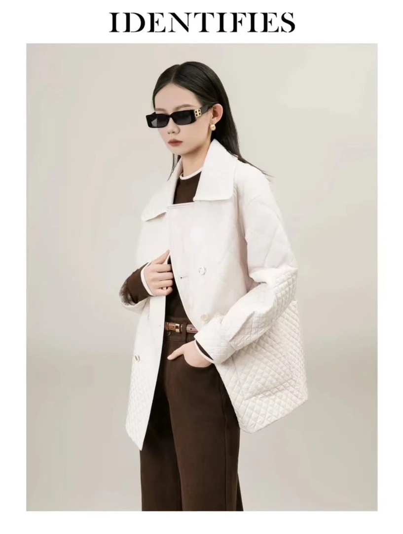 易缔媤/D43518小香风气质时尚百搭宽松秋冬设计感米白色棉服