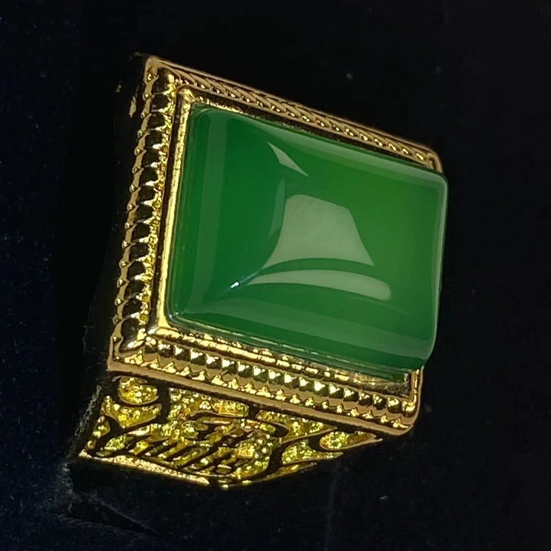A0757 天然极光绿戒指  百搭 男款 时尚 多样性发货 一件发货