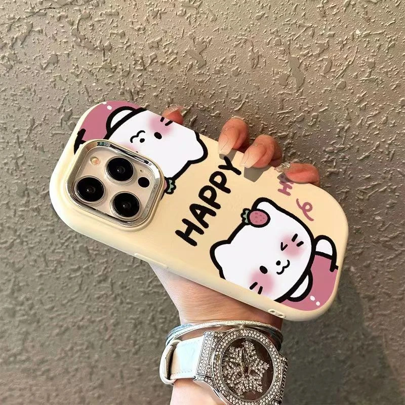 草莓kt猫金属框苹果华为荣耀vivo小米oppo手机壳卡通iPhone15