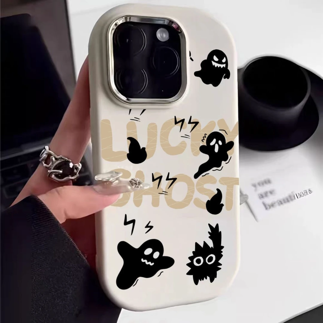 黑色幽灵金属框苹果华为荣耀vivo小米oppo手机壳卡通iPhone15