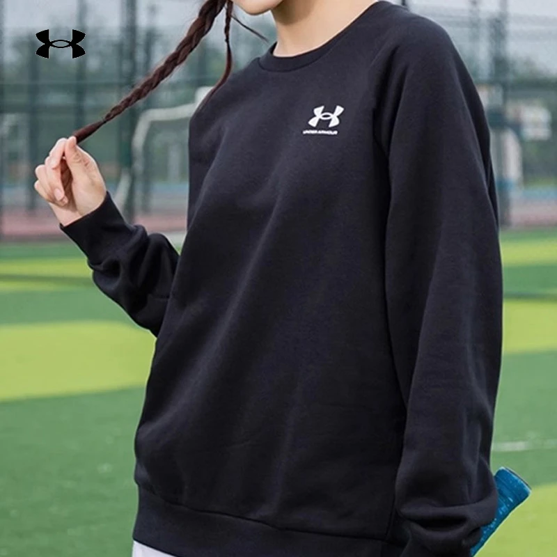 UA安德玛卫衣女子新款刺绣logo长袖运动服上衣休闲套头衫1379475