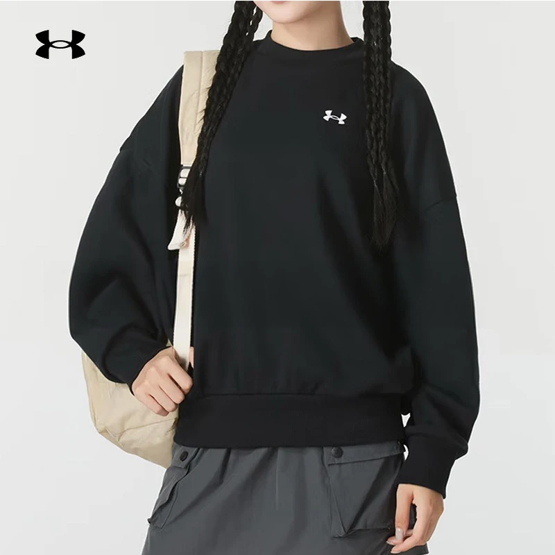 UA安德玛卫衣女装2024新款透气休闲运动服圆领套头衫上衣 1387235