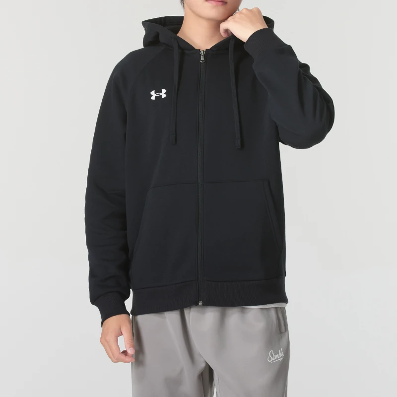 安德玛/UA男装针织加绒夹克新款健身训练运动上衣连帽外套1379767