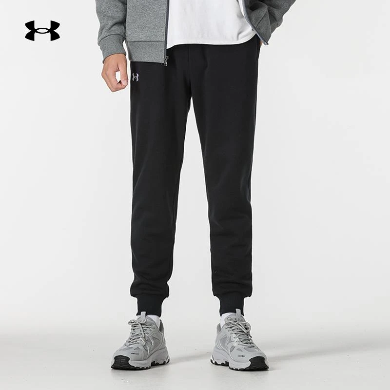 安德玛UA户外跑步运动裤男新款训练裤子1379867黑色长裤百搭潮流