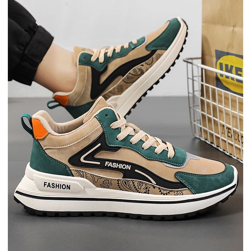 36网红高帮板鞋男鞋秋季加绒皮面运动鞋百搭跑步老爹棉鞋37小码38