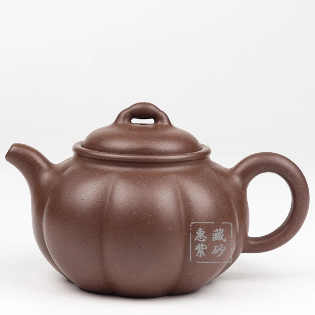 茶壶紫砂壶 华健弟子陈清法紫砂 全手工青莲壶 320cc 鲨皮青