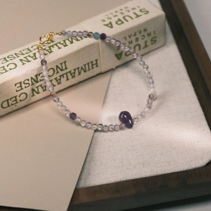 925银手链 【紫岩】 白紫气质减龄显白百搭小众设计个性原创