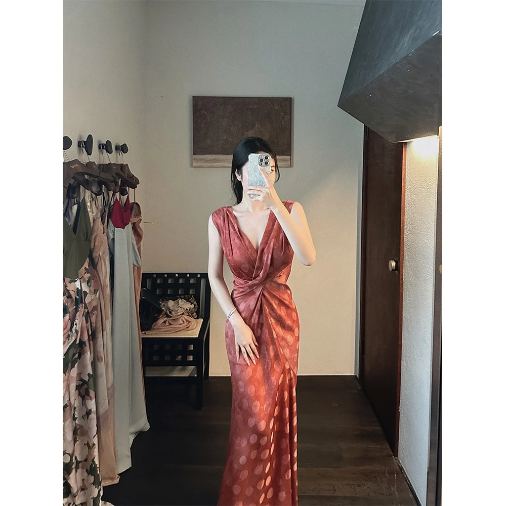 THE SWAN司凰轻奢 西班牙 茶歇法式复古温柔长裙名媛气质连衣裙女