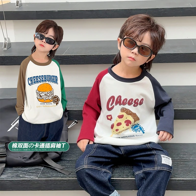 X4105男童插肩袖长袖t恤春装春秋款婴儿童装打底衫宝宝小童高级