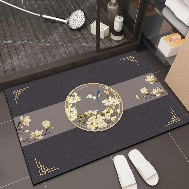 中式地垫卫生间吸水硅藻泥加厚速干垫子入户防滑脚垫浴室进门口垫