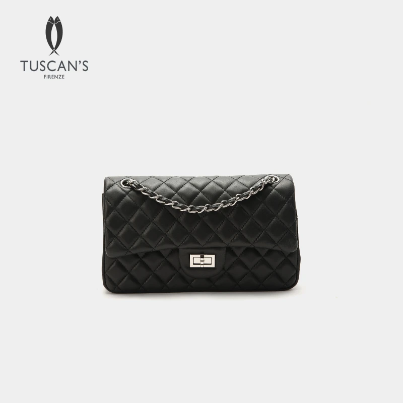 TUSCANS高级质感真皮菱格小香风链条包包女士经典百搭单肩斜跨包