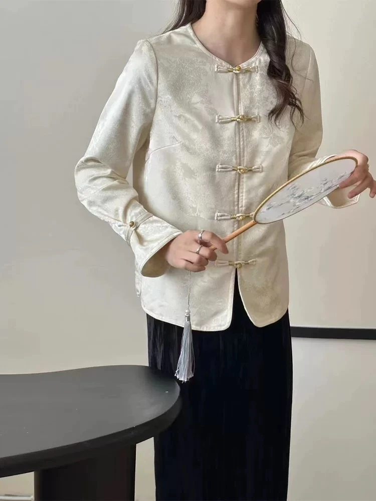 提花衬衫外套新款设计感小众宽松显瘦长袖上衣#579