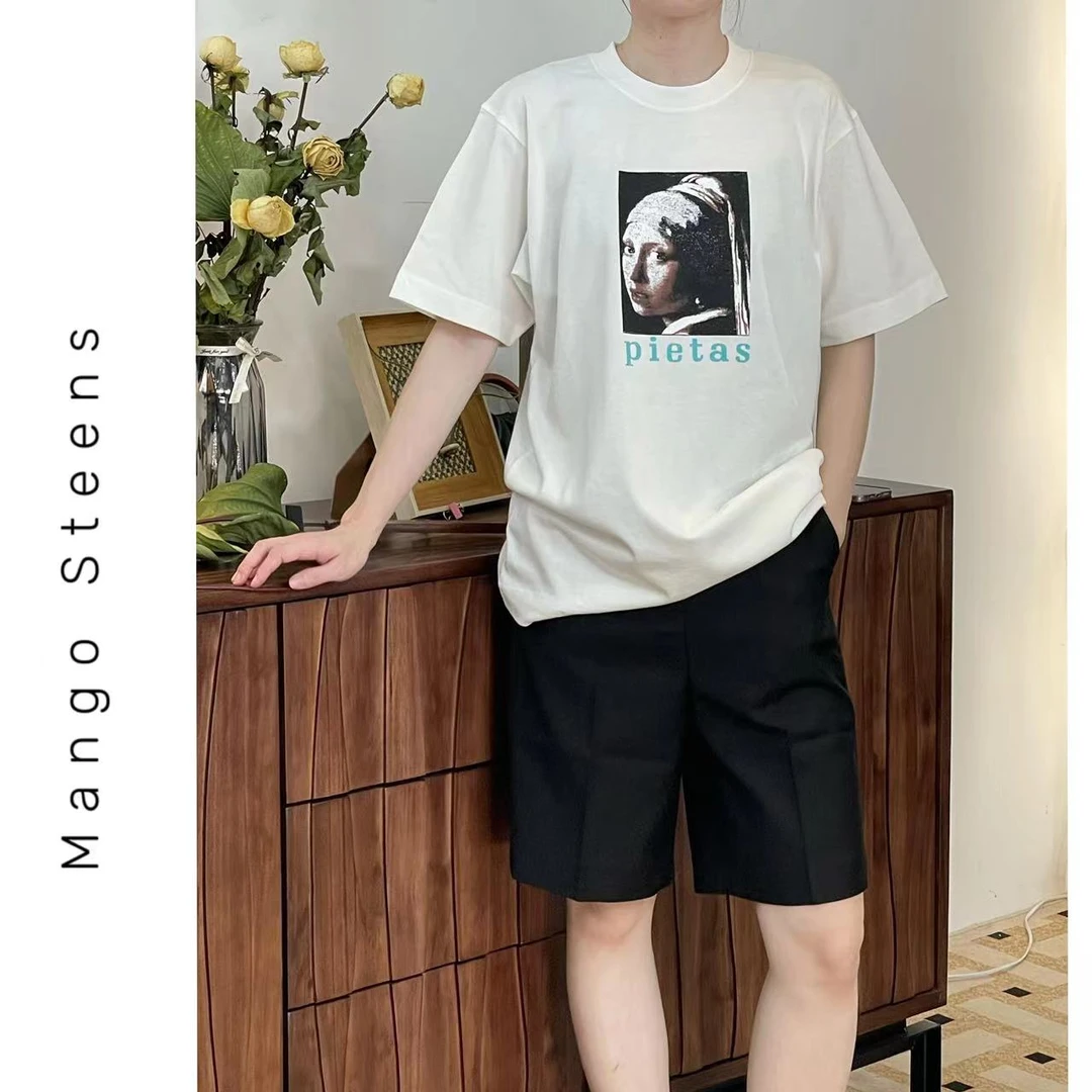 清货孤品/戴珍珠耳环的少女T恤M1335