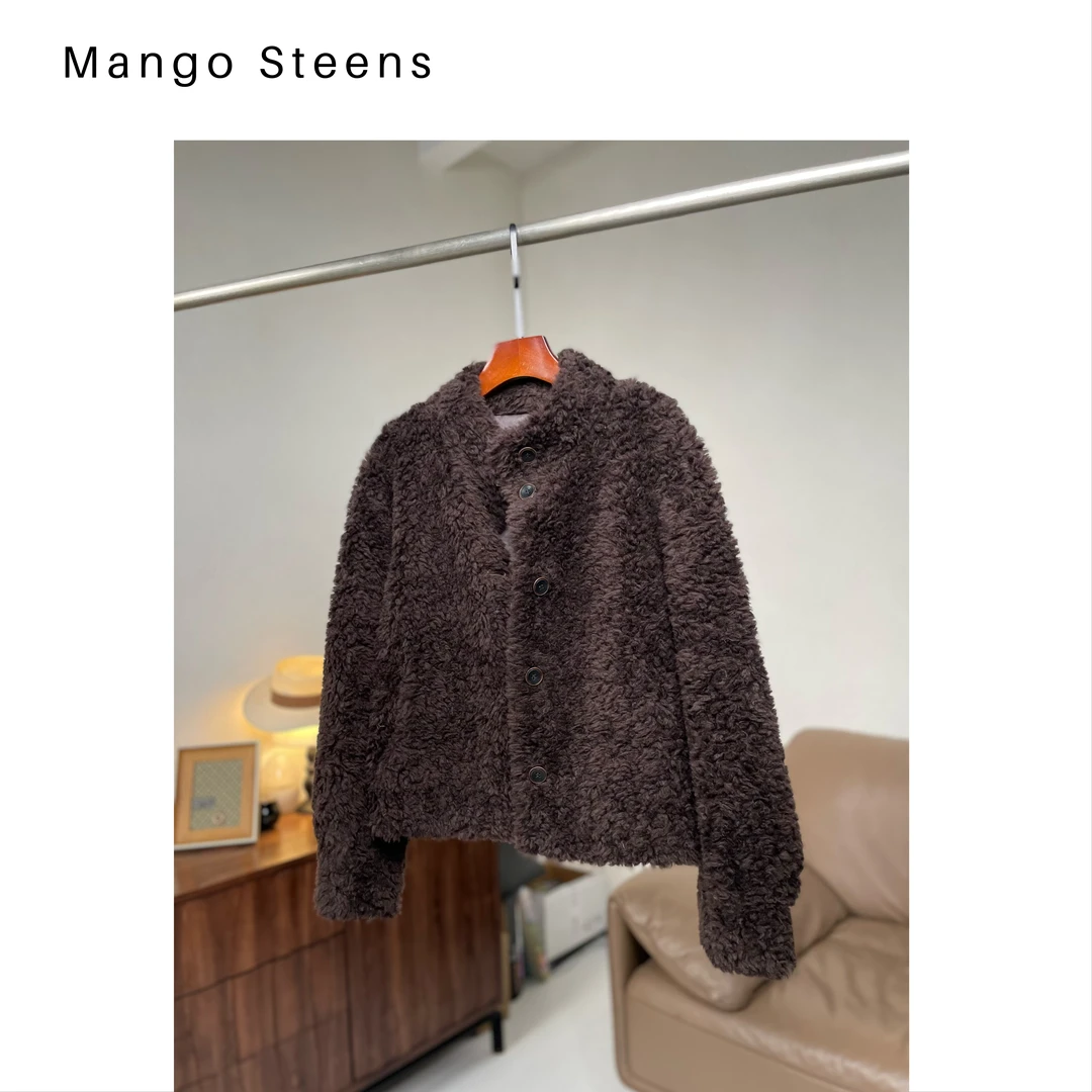 MANGO steen‘s丨美丽诺羊毛/绒感短款加厚外套I4680