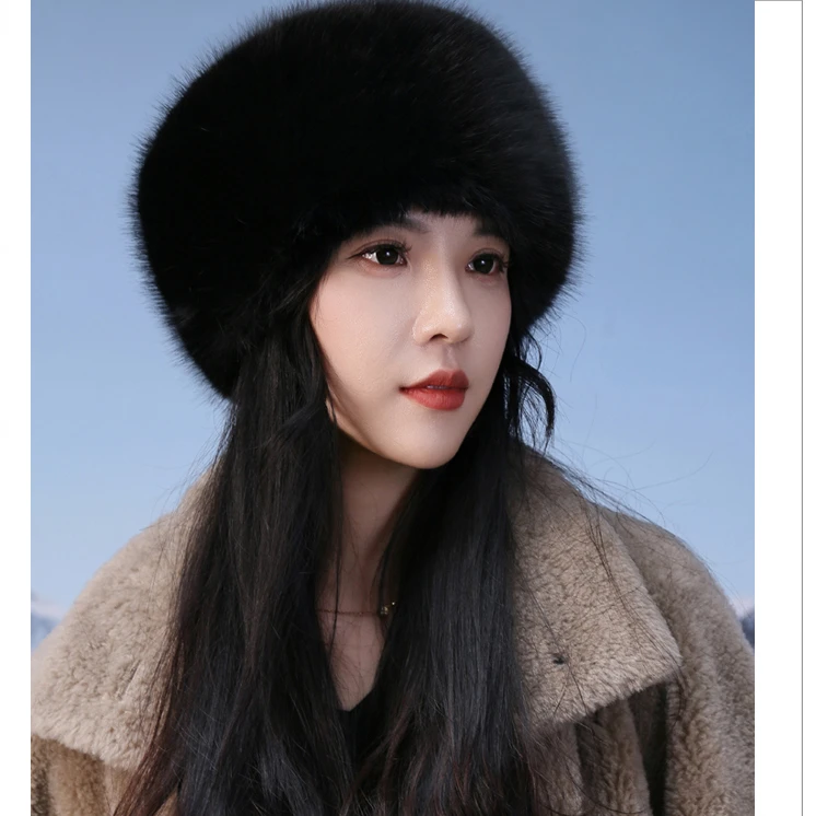 2025新款毛绒平顶帽加厚时尚保暖护耳圆顶风雪蒙古帽冬季帽子秋冬