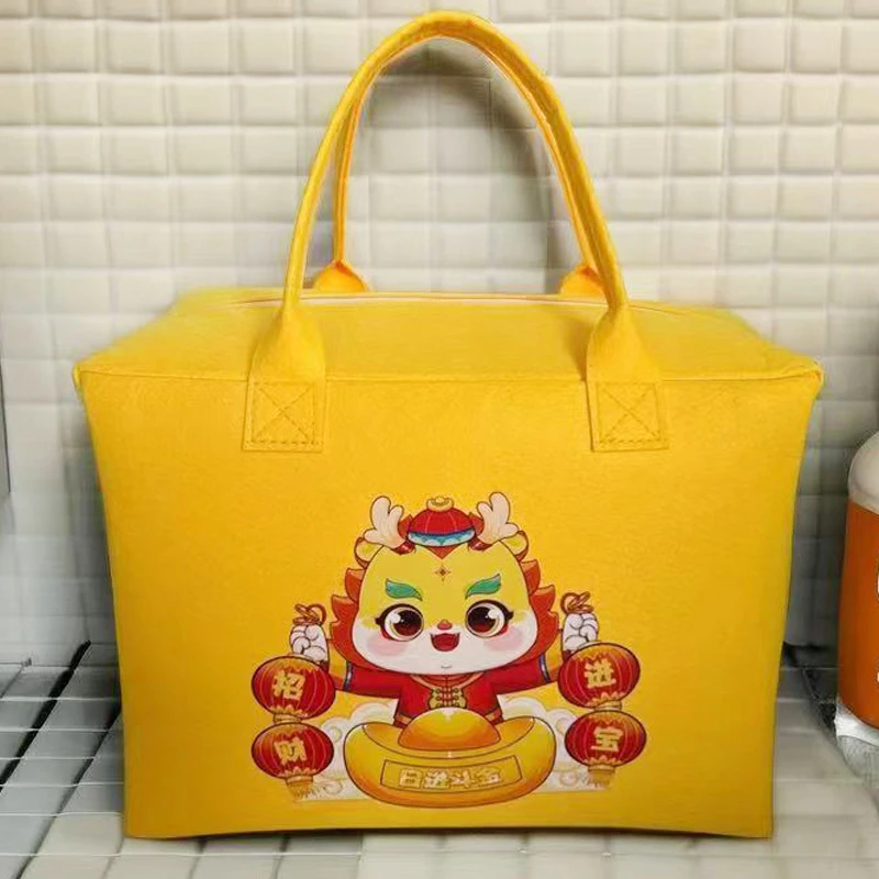 卡通公仔休闲毛毡手提包新款行李箱收纳包简约百搭时尚超大手提袋