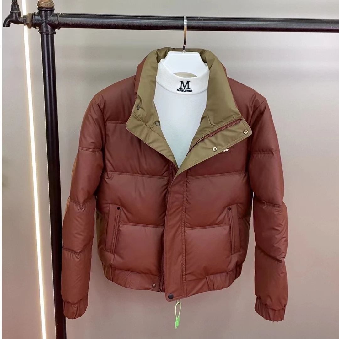 潮牌男士修身简约棉服男款韩版潮流短款时尚休闲百搭立领冬季棉衣