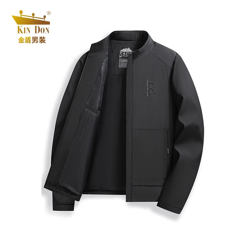 男士军绿色夹克外套男立领春秋季2025新款百搭中年爸爸秋装上衣