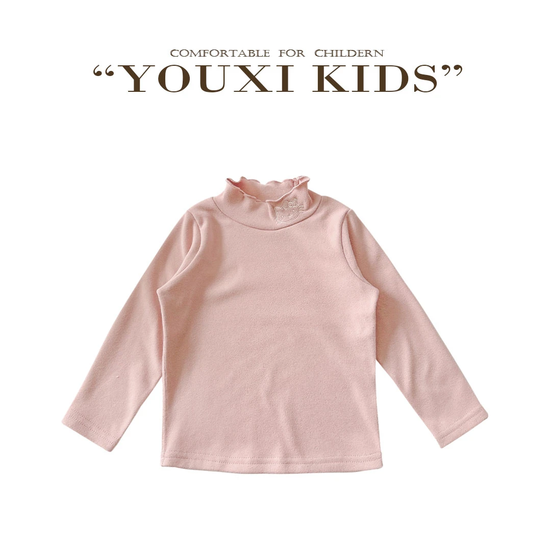 现飞飞家·小晴天24新款女童KT花瓣刺绣领子柔软卡通打底衫 FF2371