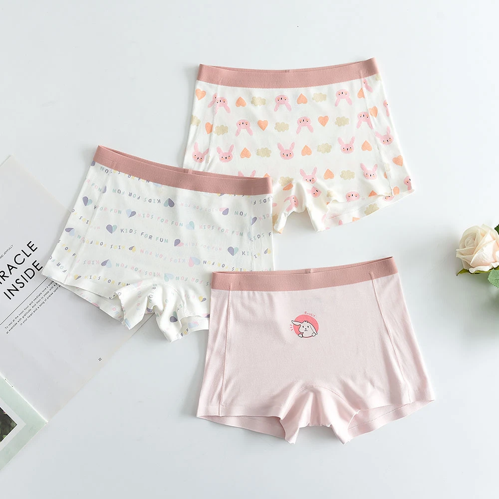 ETX3条盒装 女童内裤莫代尔a类宝宝平角裤不夹PP卡通四角短裤