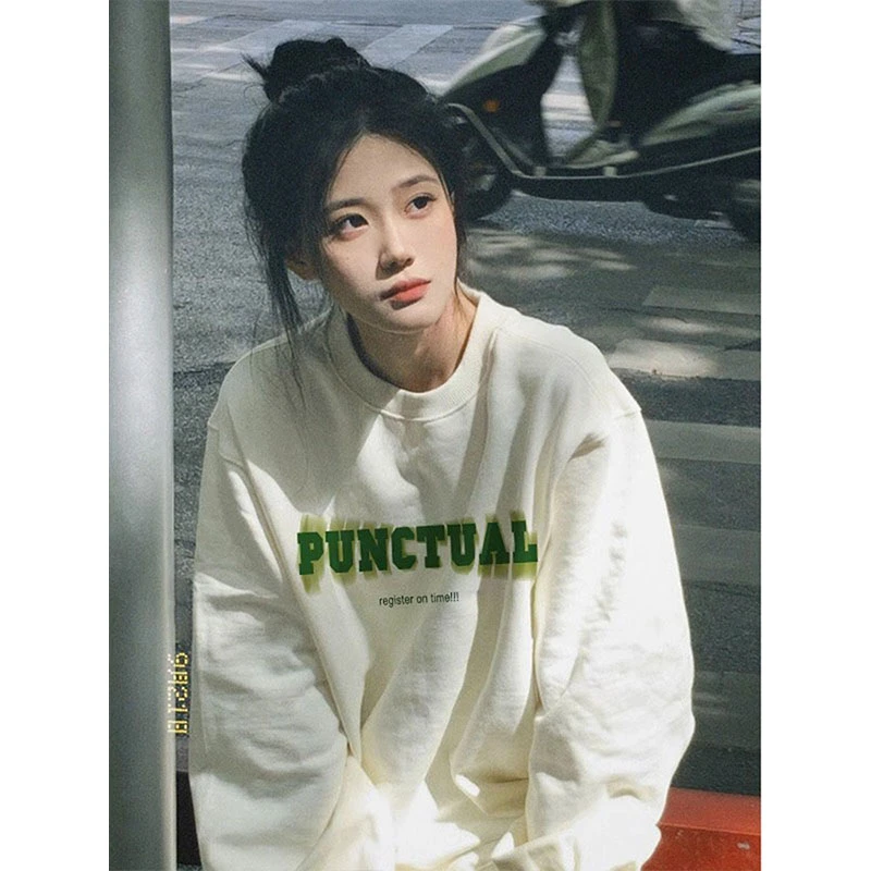 FOPJ重磅双肩线银狐绒美式卫衣女ins潮牌春秋宽松bf慵懒风外套