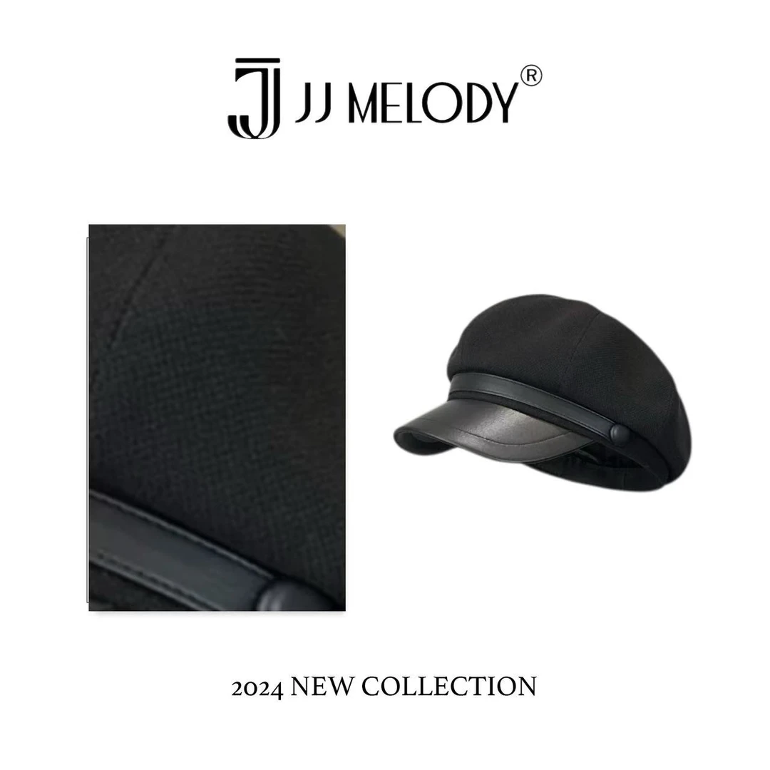 JJ Melody【纽扣款】ZX复古皮檐八角帽 B