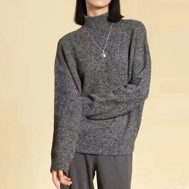 【商场同款】2025新款轻盈慵懒简约百搭半高领宽松套头针织衫女毛衣