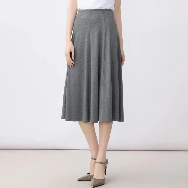 【商场同款】2024夏秋新款百搭高腰垂感中长款过膝A字显瘦半身裙