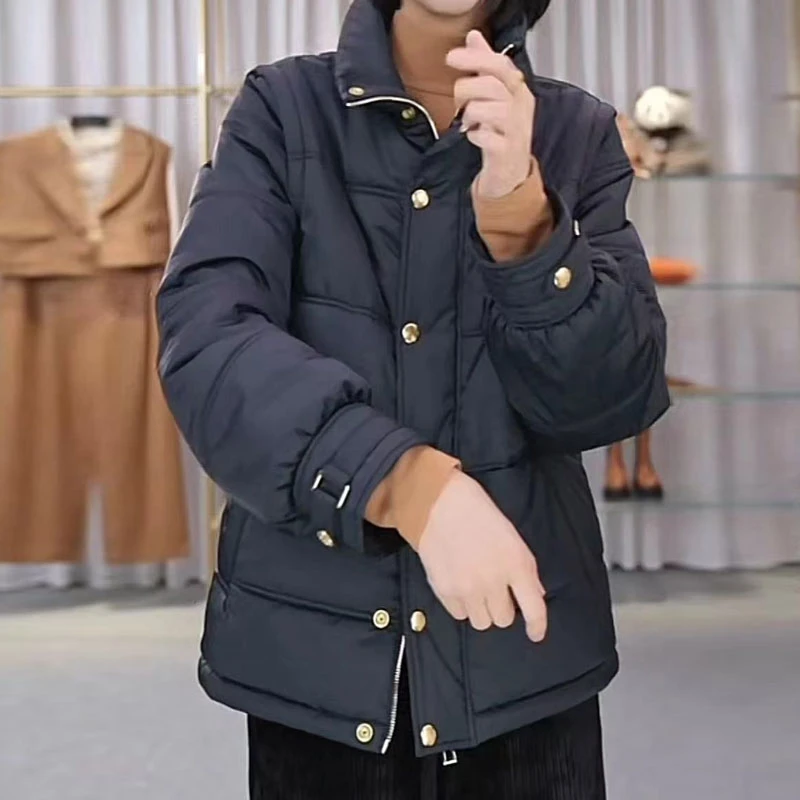 【商场同款】2025新款时尚百搭保暖两穿面包服新雪丽棉服拆袖棉衣