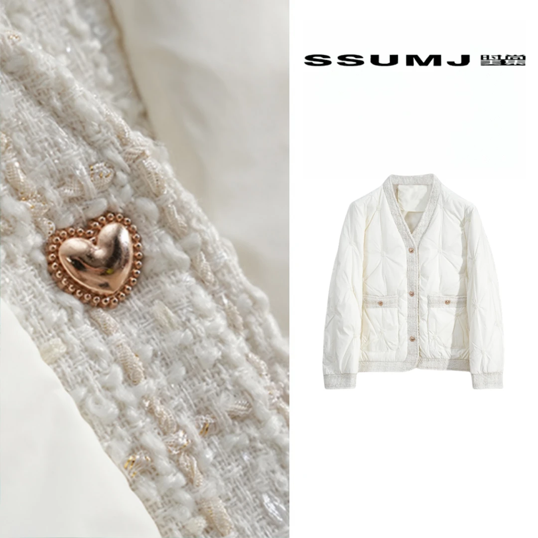 时尚小香风短款羽绒服镶边刺绣外套 9029