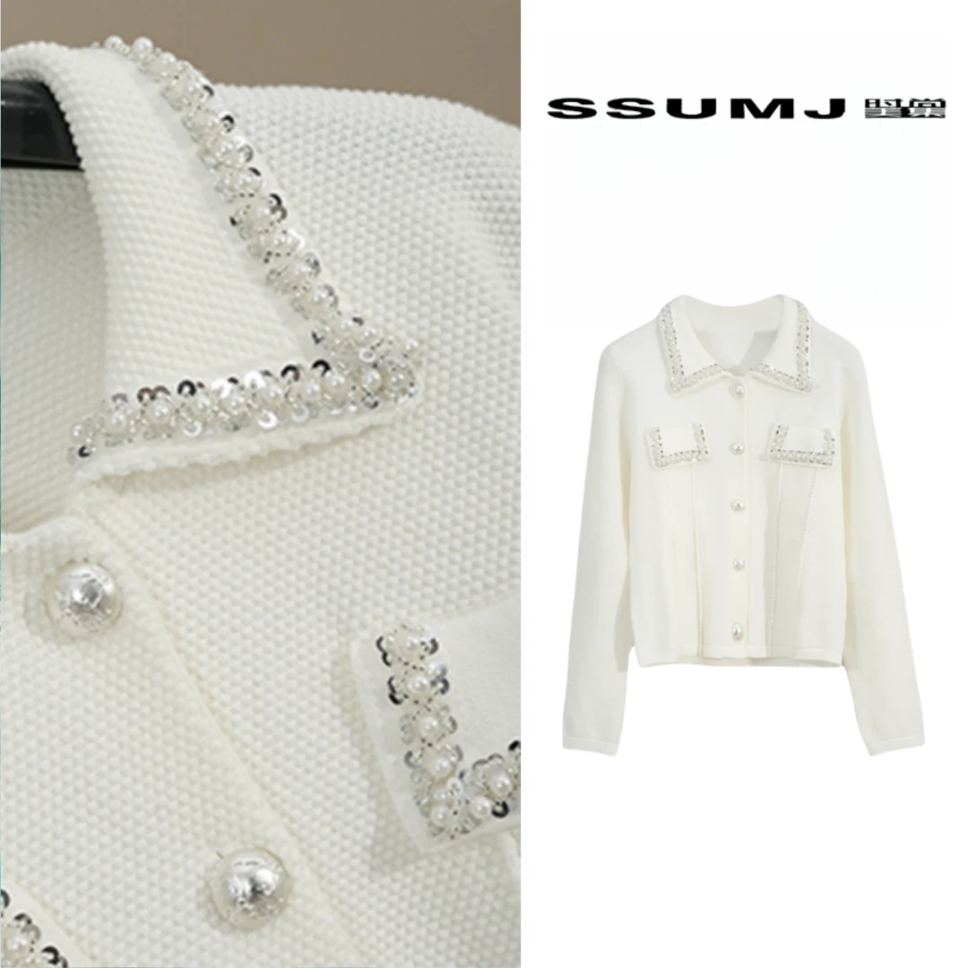 门店 高档小香风针织短款开衫女翻领撞色秋季气质针织衫283075