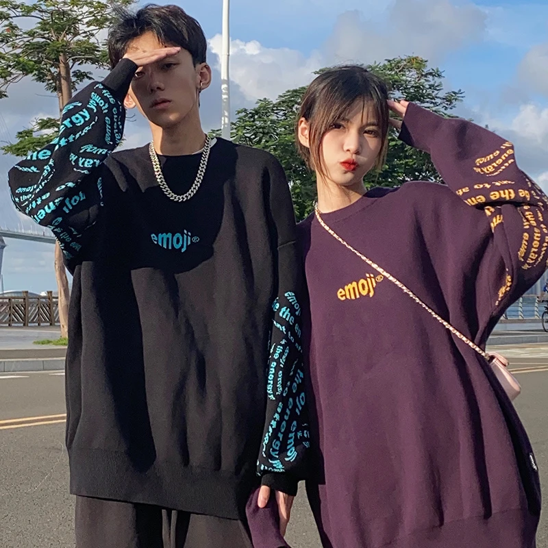 【悠悠专享】轮胎印花针织卫衣百搭长袖休闲宽松ol潮流韩版时尚女士