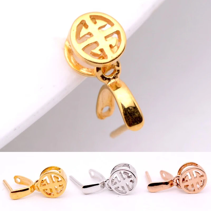 18k金扣头牛鼻孔吊坠扣白金彩金加厚玉扣瓜子扣多样性发一件