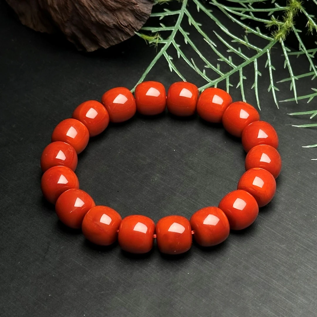 【送福珠宝】保山大水沟老矿料辣椒红《顶》（传承）单圈11mm@t06338@