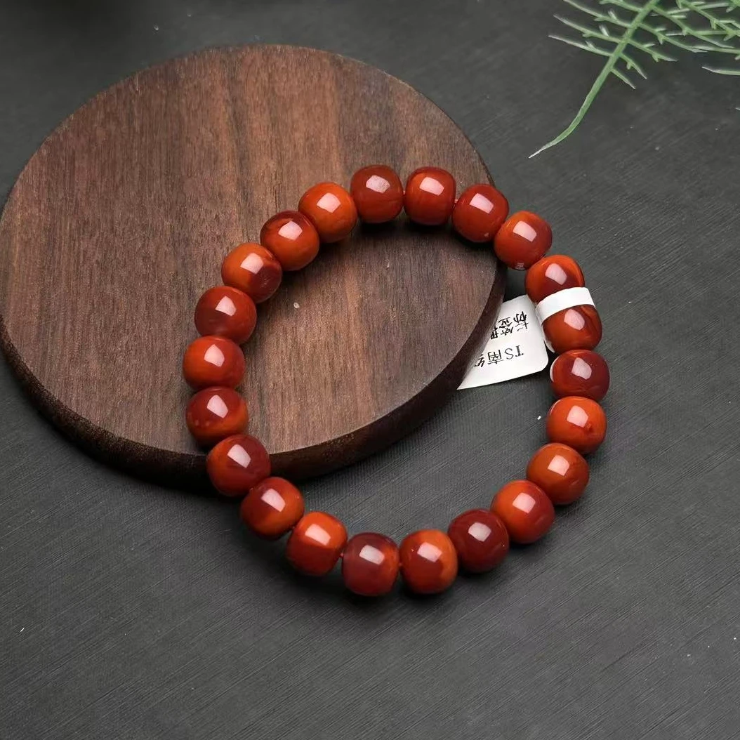 【送福珠宝】瓦西老矿牛血红《顶》（玉化）老型单圈9mm@T07029@