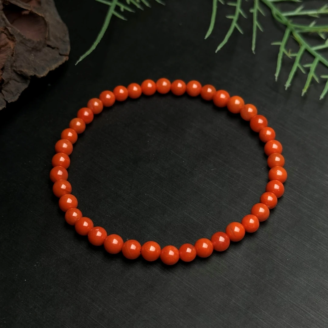 【送福珠宝】保山南红老矿料高货单圈4+mm@t06747@16圈口介意勿拍