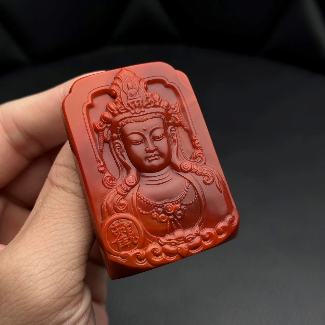 【送福珠宝】瓦西南红老矿《顶》(传世）（玉化)观音吊坠@t06884@